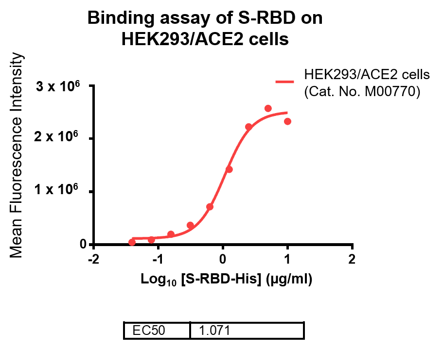 HEK293/ACE2安定発現細胞株を使用した、セルベース結合アッセイ